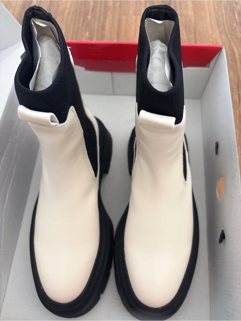 Mango Cream and Black Chelsea Ankle Boots